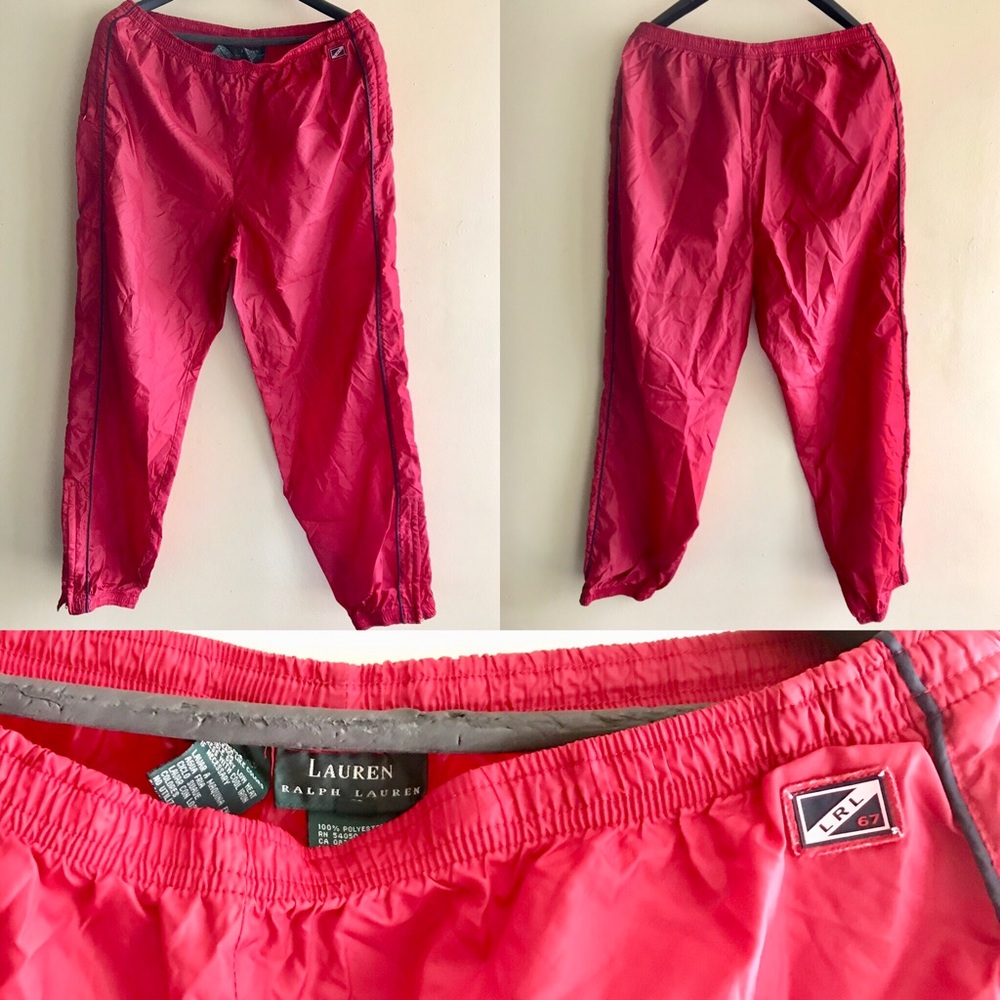 Ralph Lauren Windbreaker Pants: Size Large: Red